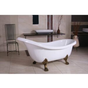 Casa Padrino Freistehende Badewanne Jugendstil Sicilia Weiß/Altgold 1740mm - Barock Badezimmer
